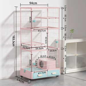 Casetta per Gatti Moderna ed Economica a Più Livelli con Vassoio in Plastica Ecologica e Ruote - Product Image 2
