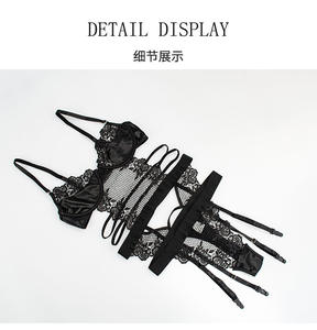 Großhandel Lila Trauben Erotische Satin-<span class=keywords><strong>Lingerie</strong></span> XL Größe Durchsichtiges BH-Set Handschuhe Socken Sexy Bodysuit mit Spitzenverzierung - Product Image 3