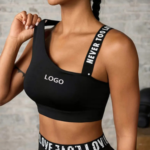 Reggiseno sportivo transfrontaliero senza fili da donna per Fitness Yoga <span class=keywords><strong>Sexy</strong></span> <span class=keywords><strong>Sexy</strong></span> Top da palestra con scritta stampata con Logo frontale spalline - Product Image 1