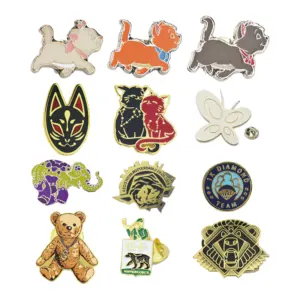 No Moq Suppliers Wholesale Cute Pin Badge Anime Animal Pin Custom Logo Designs Soft Hard Enamel Pin Badge