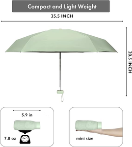 Ombrello Mini da Viaggio Personalizzato OEM ODM Anti-UV Impermeabile Compatto Leggero Manuale Pieghevole con Custodia - Product Image 4