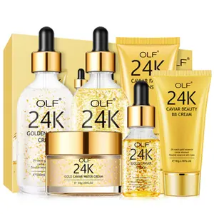 Label pribadi produk wajah Korea pemutih kulit hitam 24k emas nikotinamida Serum Wajah wanita terbaik Set Perawatan Wajah Anti Penuaan