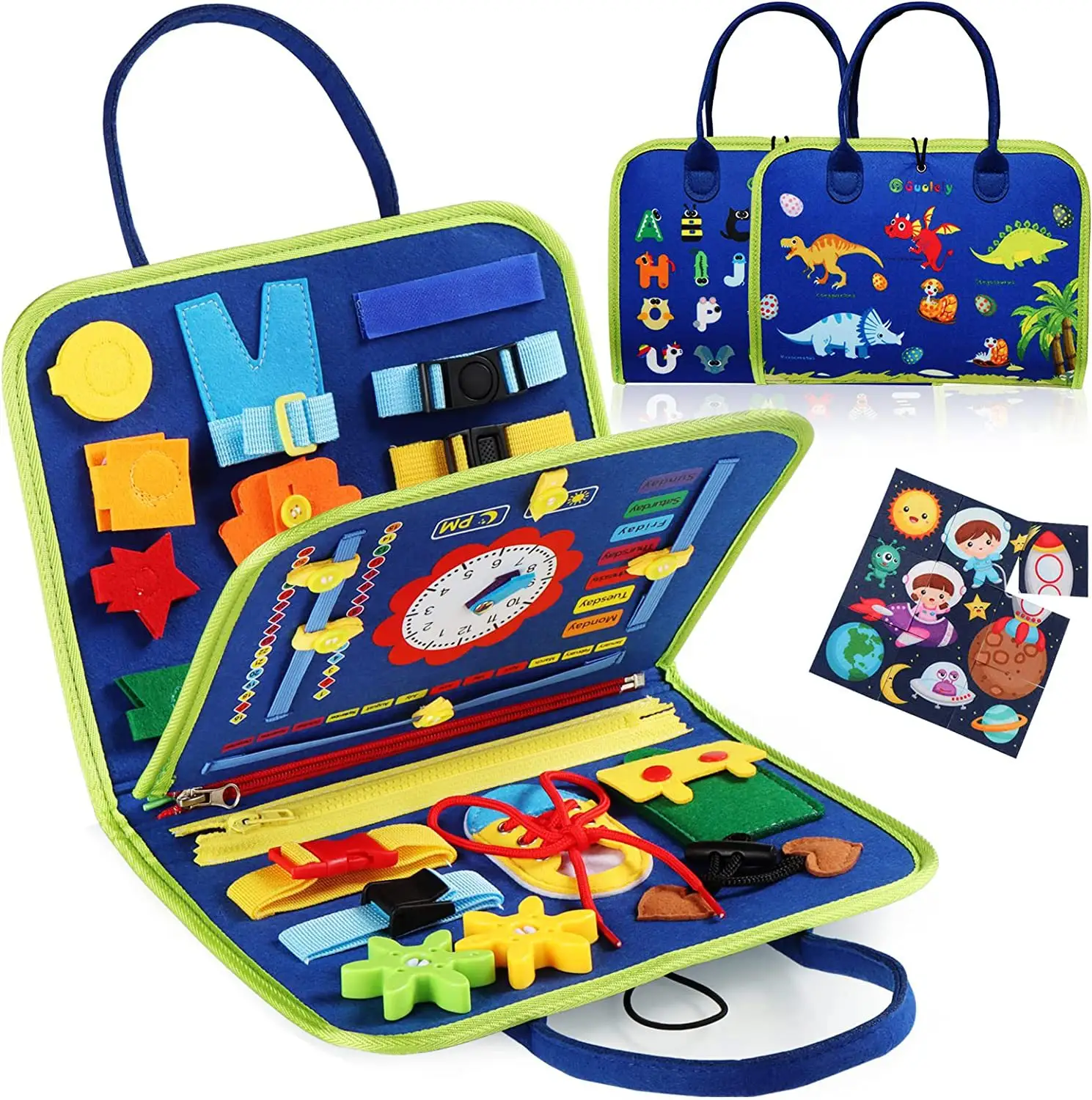 Mainan pendidikan Montessori warna-warni buku Felt mainan anak-anak populer tas sibuk kualitas tinggi merasa papan sibuk mainan berbentuk dinosaurus baru