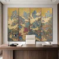 Fröhliches Chang'an Vierfach-Bild auf Messing – Ming-Dynastie Qiu Ying Bewegliches Hängegemälde für Teeraum, Arbeitszimmer, Wohnzimmer