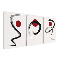 Impressions d'art Japandi à l'effet de peinture au pinceau HAOWAI OEM/ODM, ensemble rouge et noir, décoration murale, affiches d'art, impressions murales, œuvres d'art vintage, cadeaux
