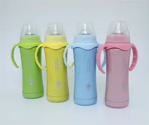 BPA FREE benutzer definierte Edelstahl isolierte Kinder Wasser flaschen Baby flasche mit Silikon nippel