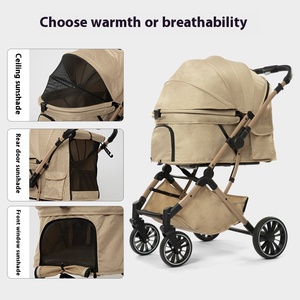 2025 pliable 3 en 1 4 roues <span class=keywords><strong>poussette</strong></span> pour animaux de compagnie avec poignée réversible <span class=keywords><strong>poussette</strong></span> pour <span class=keywords><strong>chien</strong></span> avec fonction étanche réglable pour animaux de compagnie - Product Image 2