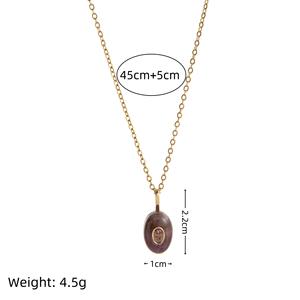 Collar de titanio chapado en oro de 18k con incrustaciones de diamantes de piedra natural en forma de lágrima en varios colores, elegante y de lujo ligero. - Product Image 3