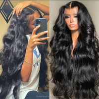 Vente en gros Brésilien 13x4 HD Cheveux Humains Transparent Lace Front Perruque Corps Vague Bouclée HD Perruques Lace Frontal pour les Femmes Noires