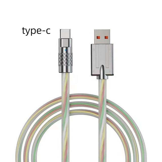Kebaolong Zinc Alloy Pure Copper Silicone Transparent Rainbow Super Fast Charging Data Cable Compatible up to 120W6A