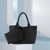Sac fourre-tout en néoprène tissé sur mesure de grande taille pour femmes, sac à main de luxe pour la plage d'été, sac à main décontracté léger, sacs à bandoulière