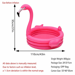 Piscine gonflable flamant rose pour enfants, piscine gonflable à trois anneaux pour bébés, pour jouer à la maison, en intérieur et en extérieur - Product Image 2