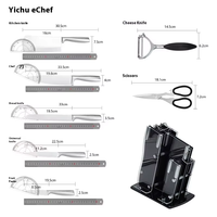 Manche creux en acier inoxydable de haute qualité 3cr13 ensemble de couteaux de cuisine couteaux de chef avec bloc