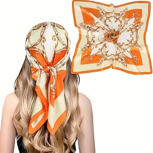 Venta al por mayor de pañuelos de poliéster transpirables con estampado floral digital vintage, fondo <span class=keywords><strong>verde</strong></span>, satén, para primavera/verano - Product Image 3