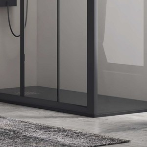 Kamalu KFN6000S moderna doppia porta scorrevole doccia 160x80 nero senza cornice con 10mm vetro temperato per alberghi - Product Image 4