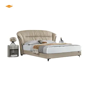 Factory Outlet Fashion Bedroom Furniture Designer Semi-Circular Head Of Bed Luxury Bedroom Furniture Set Wooden Soft Bed