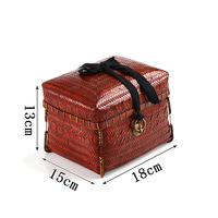 Ensemble de boîtes de rangement vintage en bambou tressé à la main, boîte à thé rectangulaire avec couvercle et fermoir en cuivre, écologique, style chinois, portable