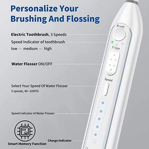 Irrigador <span class=keywords><strong>Dental</strong></span> Inalámbrico 3 en 1 y Cepillo de Dientes Eléctrico Combinados, 5 Modos, Irrigación Portátil para Adultos, Hogar y Viajes - Product Image 2