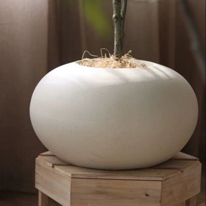 Pot de fleur créatif rond et plat en ciment et magnésium, plante verte, salon de thé nordique simple, <span class=keywords><strong>magasin</strong></span> de vêtements pour centre commercial - Product Image 6
