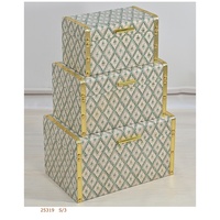 Boîte et bac de rangement en bois rectangle recouvert de tissu