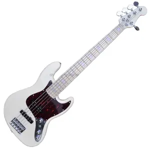 Flyoung Milk WHite Electric Bass 5 Strings Maple Fretboard Bass Chrome hardwares