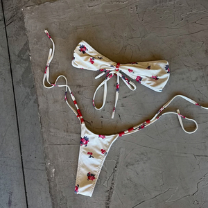 Seksi kadın Thongs Bikini seti 2026 bel logosu ile 2 parça balenli bandaj Bandeau mayo Beachwear için - Product Image 5