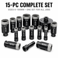 Kit de forets diamantés pour trous de robinet de comptoir, 6-60 mm, avec foret pilote central, pour le perçage du granit, du marbre et des carreaux