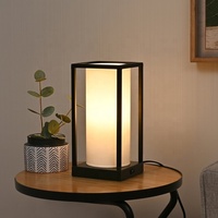 Contrôle tactile avec abat-jour en tissu de lin base métallique lampe de Table USB
