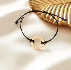 Sapphire-Bracelet en corde de cire, bijou avec anneau circulaire ajustable, personnalisé, à la mode - Product Image 2