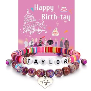2 uds. Pulseras coloridas para <span class=keywords><strong>Taylor</strong></span> de amistad, regalo de cumpleaños, Fans, álbum, pulsera, pulsera de cuentas con letras rápidas para niña, recuerdo de fiesta - Product Image 6
