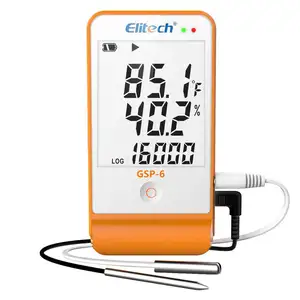 Elitech GSP-6 온도 습도 디지털 데이터 로거 외부 센서 최대/최소값 디스플레이 2 년 인증서 오디오 알람