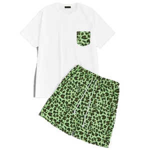 ขายส่งผ้าฝ้าย100% เสื้อยืดและบางพอดีกางเกงขาสั้นระบายอากาศผู้ชายชุด - Product Image 1