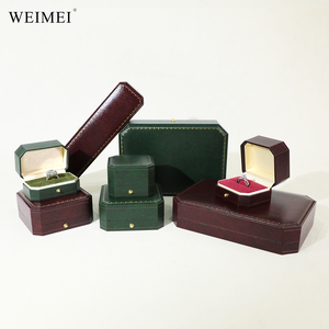 Boîte à bijoux octogonale élégante et moderne WEIMEI en papier vert émeraude pour mariage, fiançailles, avec logo personnalisé - Product Image 2