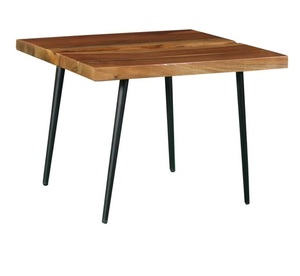 Table à manger contemporaine en verre et en bois avec finition bicolore et base coudée Mélange parfait d'élégance moderne Qualité supérieure - Product Image 1