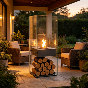 Cheminée au bioéthanol double face design avec flamme large réglable et verre de sécurité pour villa, salon, hôtel, restaurant - Product Image 6