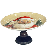Assiette en céramique sous glaçure de style américain pour Noël, support à gâteau rond sur piédestal, plat à collation, bonbons et salade pour hôtel (vente en gros)