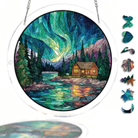 Puzzle acrylique ciel nocturne aurores boréales, puzzle transparent personnalisé, cadeau souvenir découpé au laser, à suspendre à la fenêtre, vente en gros