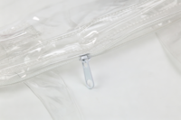 Sac de rangement cosmétique transparent en PVC durable et personnalisé, anti-poussière, imperméable, avec fermeture éclair et poignée de transport pour vêtements et tissus