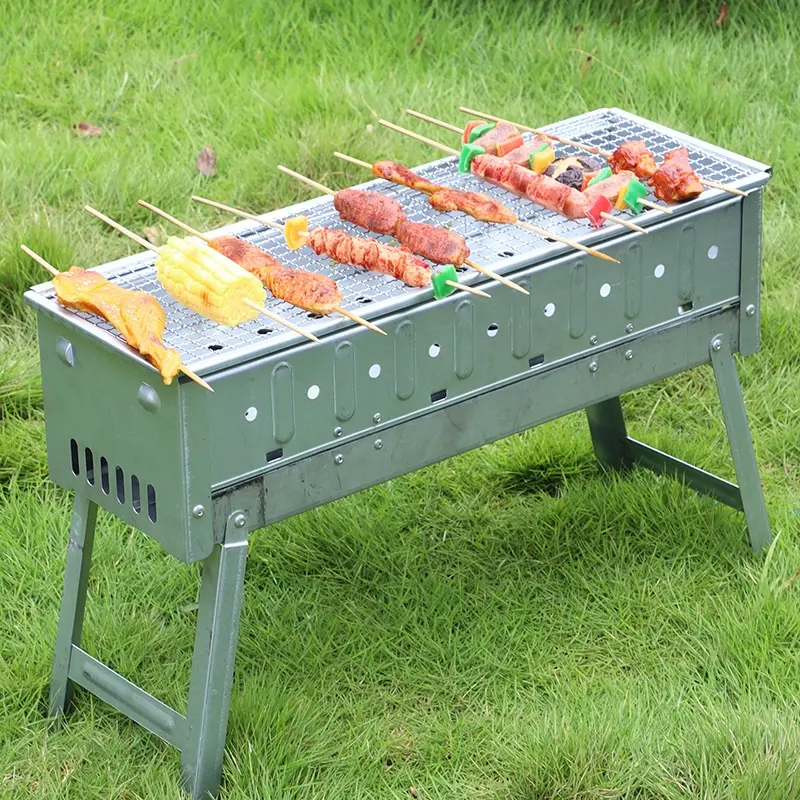 Portable folding grill BBQ Grill Classic Outdoor Kitchen Metal Steel Stainless Item Flame Adjustable outdoor bbq