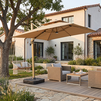 Parasol de terrasse carré moderne Meiqi Roman, grand format, écologique, imperméable, résistant au vent, protection UV, réglable, en aluminium