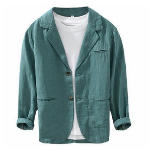 <span class=keywords><strong>Giacca</strong></span> Blazer in <span class=keywords><strong>Lino</strong></span> e Cotone di Alta Qualità, Vestibilità Slim Casual per <span class=keywords><strong>Uomo</strong></span> - Product Image 4
