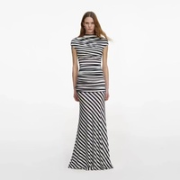 Robe moulante multicolore à rayures pour femme, col en V, en spandex, décontractée, pour soirée, avec taille élastique et fonction antistatique