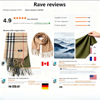 Écharpe d'hiver douce en fausse fourrure de cachemire pour femmes, châle long en pashmina avec logo personnalisé, vente en gros