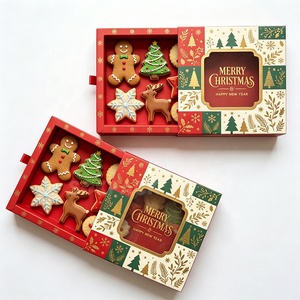 Custom Christmas <b>Cookie</b> Drawer Sliding Rigid <b>Box</b> with Clear PVC Window Biscuit Packaging Holiday Gift <b>Box</b> for Candy Sweets - Product Image 3