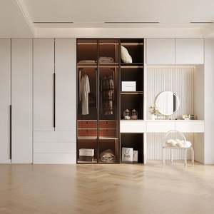 Armoire moderne haut de gamme Santopova, portes en verre et étagères éclairées par LED, meubles de maison - Product Image 1