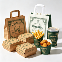 Boîte à hamburger de style rétro avec impression personnalisée, porte-frites, sac en papier kraft résistant à la graisse pour une solution de restauration rapide tout-en-un à emporter