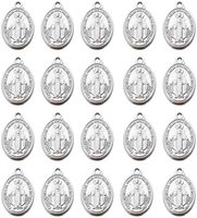 60 pièces Médailles Notre-Dame, Croix, Vierge Marie, Crucifix en alliage, Breloques pour chapelet floral et centre de table, catholiques, 12mmx20mm