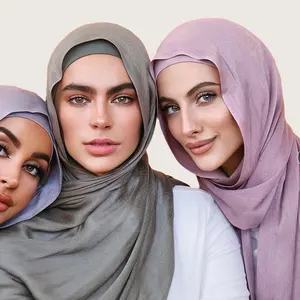 Хиджаб комплект одинаковых цветов хлопковый модальный простой мусульманский женский шаль из вискозы с двойными стежками 100% шарф хиджаб с внутренней крышкой