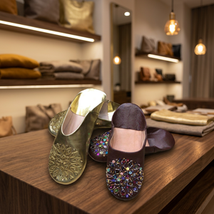 Mules en cuir véritable avec motif géométrique perlé, bout fermé, pantoufles douces toutes saisons pour femmes - Product Image 3