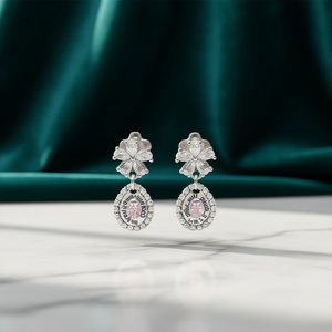 Elegantes Pendientes Colgantes Ovalados de Diamante Rosa con Engaste de Plata 925, Joyería Clásica para Bodas de Mujer - Product Image 2